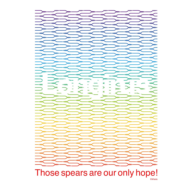 RADIO EVA 466 Longinus Art T-Shirt/BLACK×RAINBOW BLACK×RAINBOW M