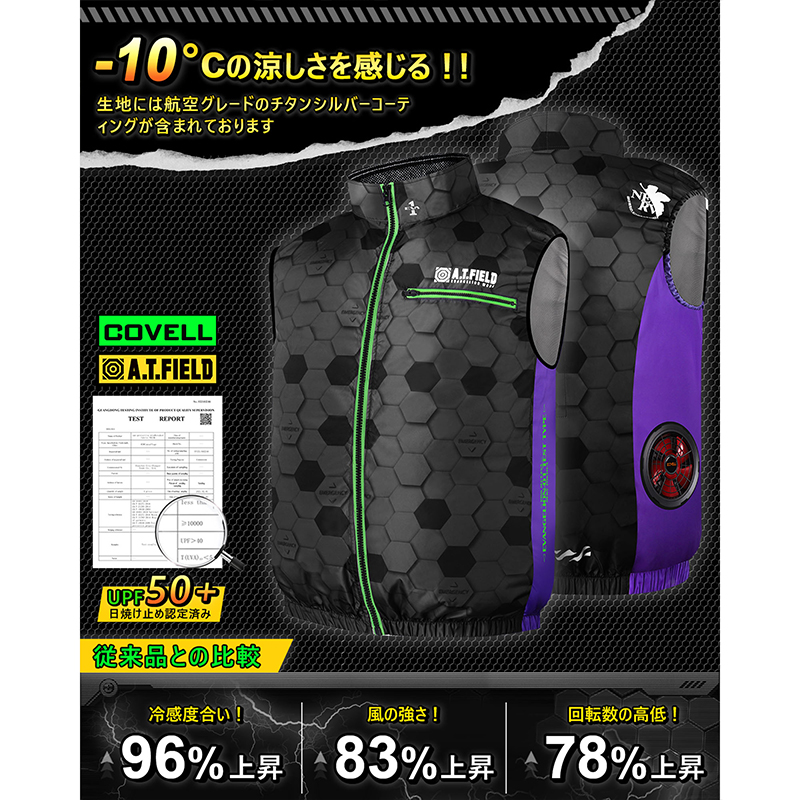 【ワークブランドA.T.FIELD】COVELL空調冷風ベスト/レッド(G.B.Z) レッド M