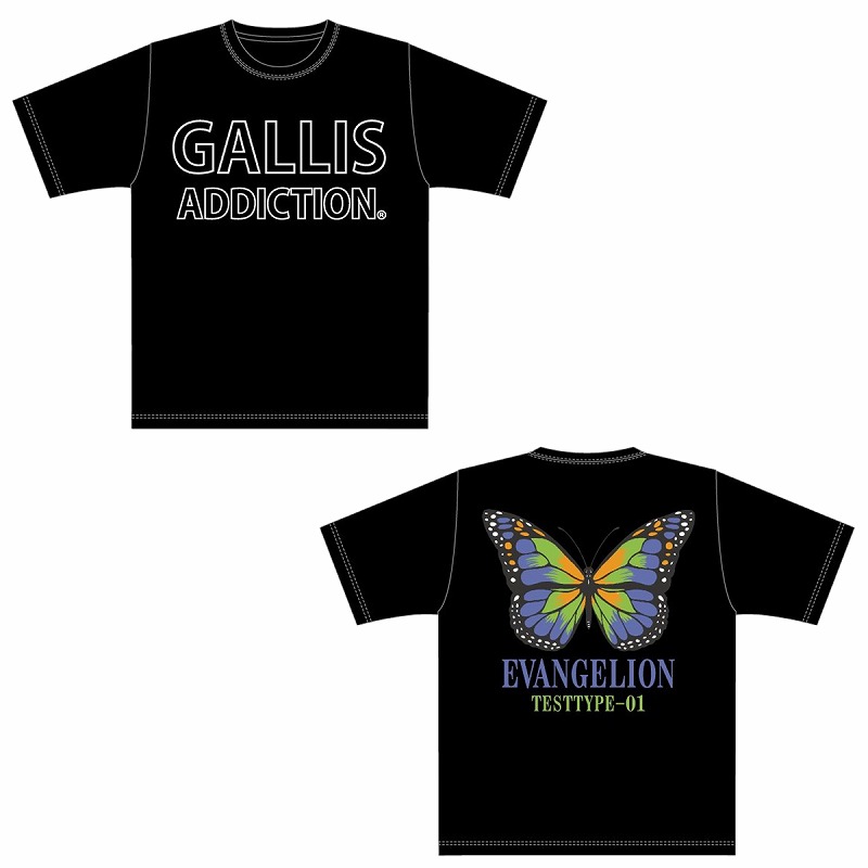 EVA x GALLIS ADDICTION】ButterflyTシャツ/白/M(M 黒): ファッション