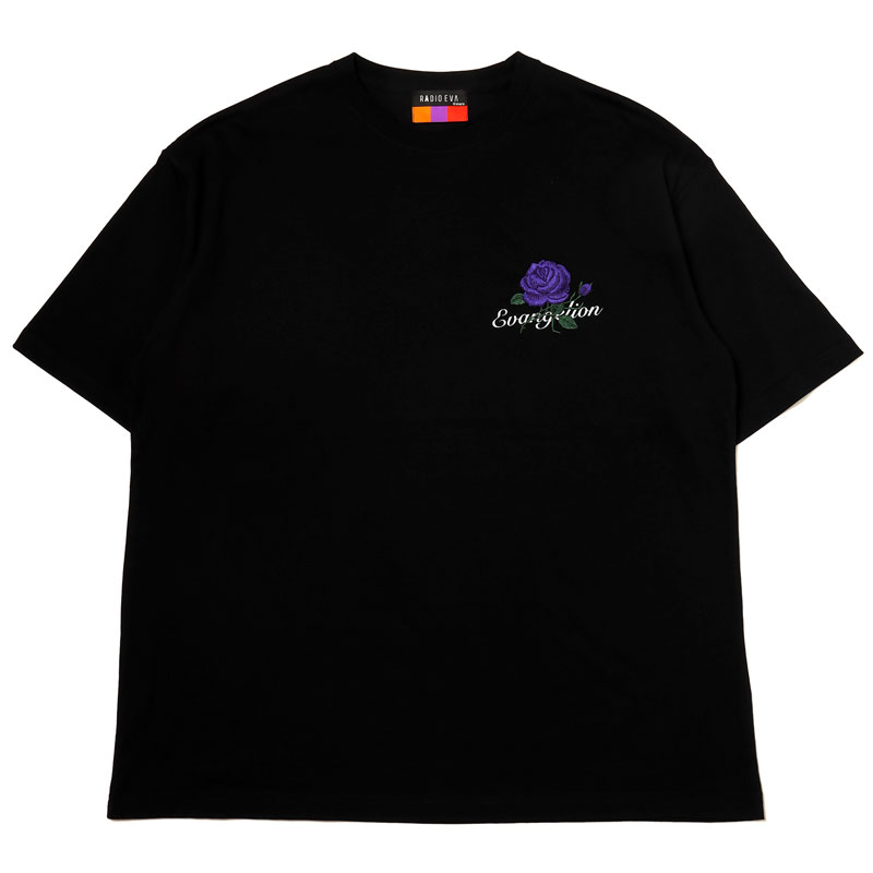 RADIO EVA A224 EVA-01 Flower Embroidery T-Shirt β/BLACK×PURPLE  [お届け予定：2024年6月中旬](M　BLACK×PURPLE): ファッション | EVANGELION STORE オンライン