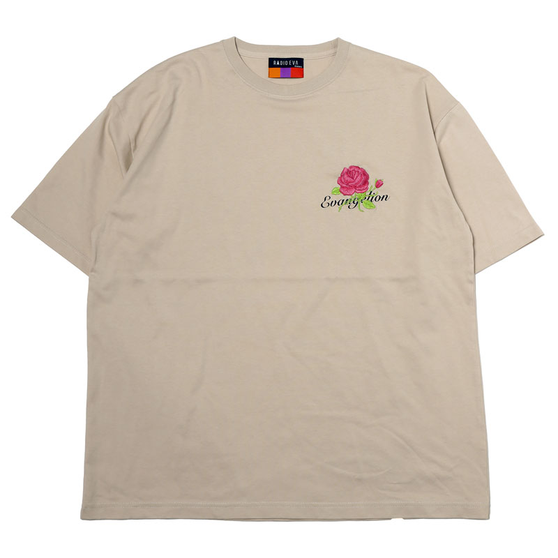 RADIO EVA A224 EVA-01 Flower Embroidery T-Shirt β/BEIGE×PINK  [お届け予定：2024年6月中旬](M　BEIGE×PINK): ファッション | EVANGELION STORE オンライン