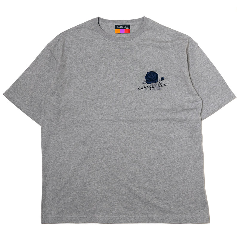 RADIO EVA A224 EVA-01 Flower Embroidery T-Shirt β/GRAY×NAVY(M　GRAY×NAVY):  ファッション | EVANGELION STORE オンライン