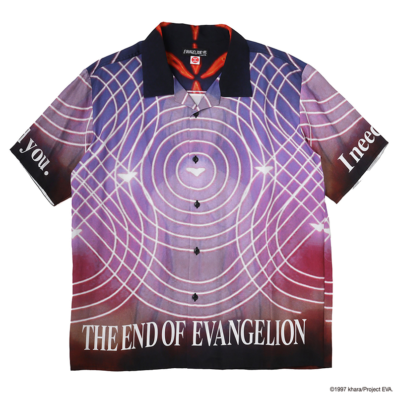 【EVANGELION:95】0022 Aloha Shirt/BLACK BLACK M