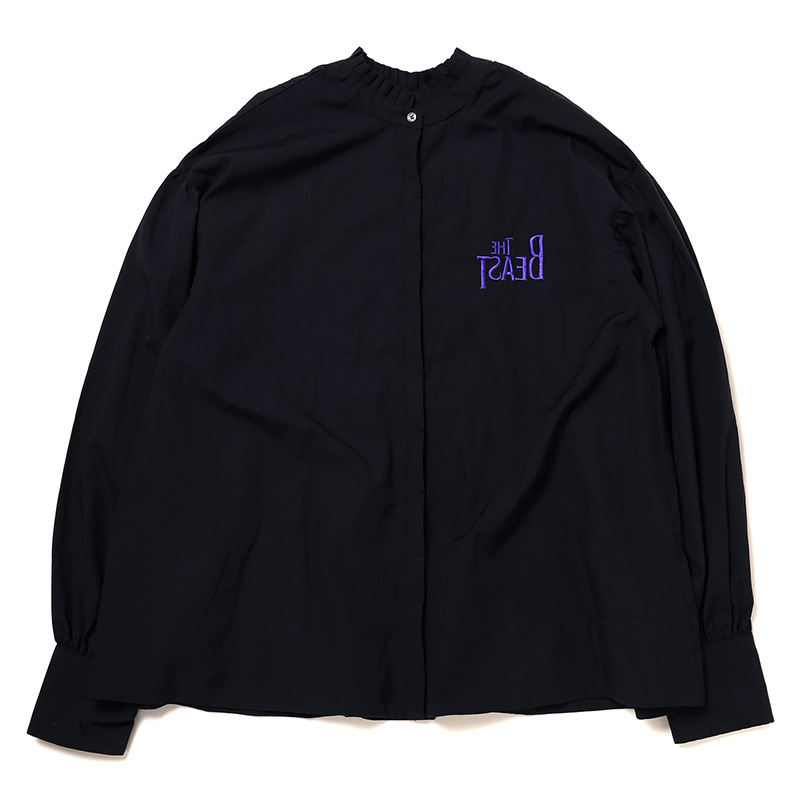 【FLOWER by RADIO EVA 063】THE BEAST Embroidery Poplin 2way Shirt/BLACK