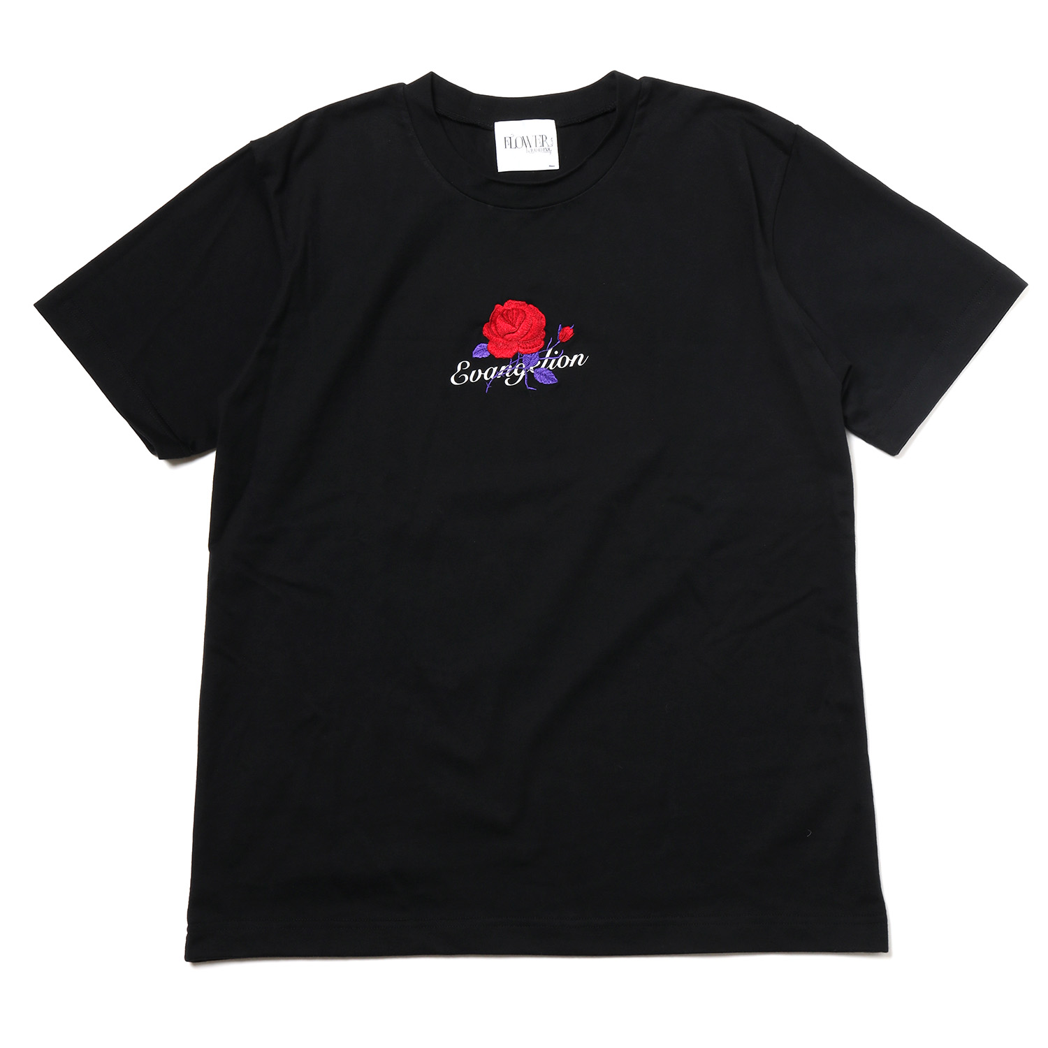 【FLOWER by RADIO EVA 028】EVA-01 Flower Embroidery T-Shirt/BLACK(初号機覚醒ローズ)