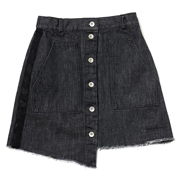 RADIO EVA 840 EVA-01 Button Fly Denim Skirt/BLACK