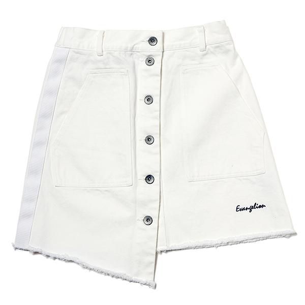 RADIO EVA 840 EVA-01 Button Fly Denim Skirt/WHITE