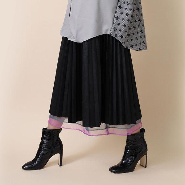 【FLOWER by RADIO EVA 046】EVANGELION Fake Leather Pleated Skirt/BLACK