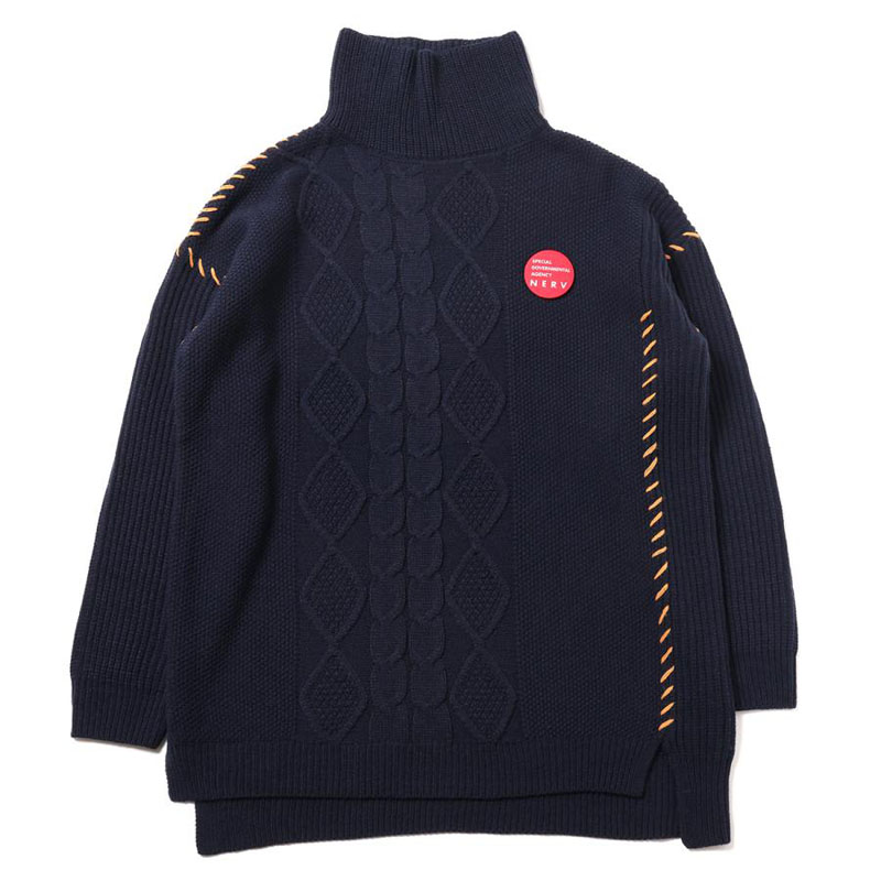 RADIO EVA A028 EVANGELION Hand Stitch Turtleneck Knit/NAVY
