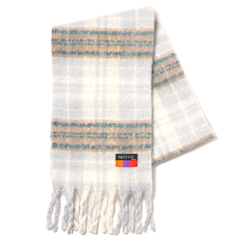 RADIO EVA A158 EVANGELION Fuzzy Check Muffler /BLUE: ファッション 