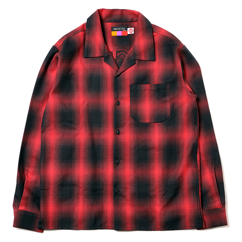 RADIO EVA A189 Longinus OPEN NECKED OMBRE CHECKED SHIRTS /BLUE 