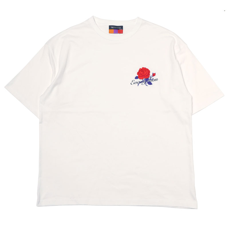 RADIO EVA A224 EVA-01 Flower Embroidery T-Shirt β/WHITE×RED
