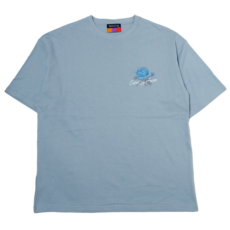 RADIO EVA A224 EVA-01 Flower Embroidery T-Shirt β/SMOKY BLUE×BLUE