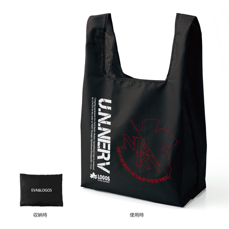 EVA&LOGOS ポータブルエコバッグ/ブラック(NERVライン赤)